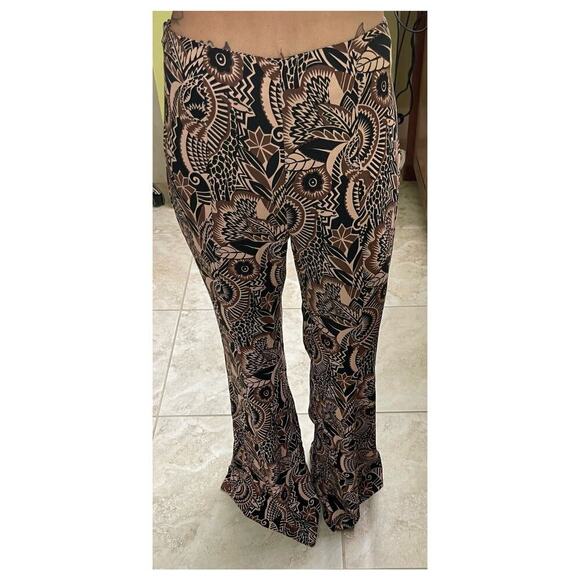 Anthropologie Drapey Flare wide leg bell bottom hobo mod flared pants size 2 4 6 - Picture 3 of 9